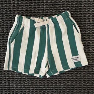 HTF Zara Kids Green and White Striped Shorts